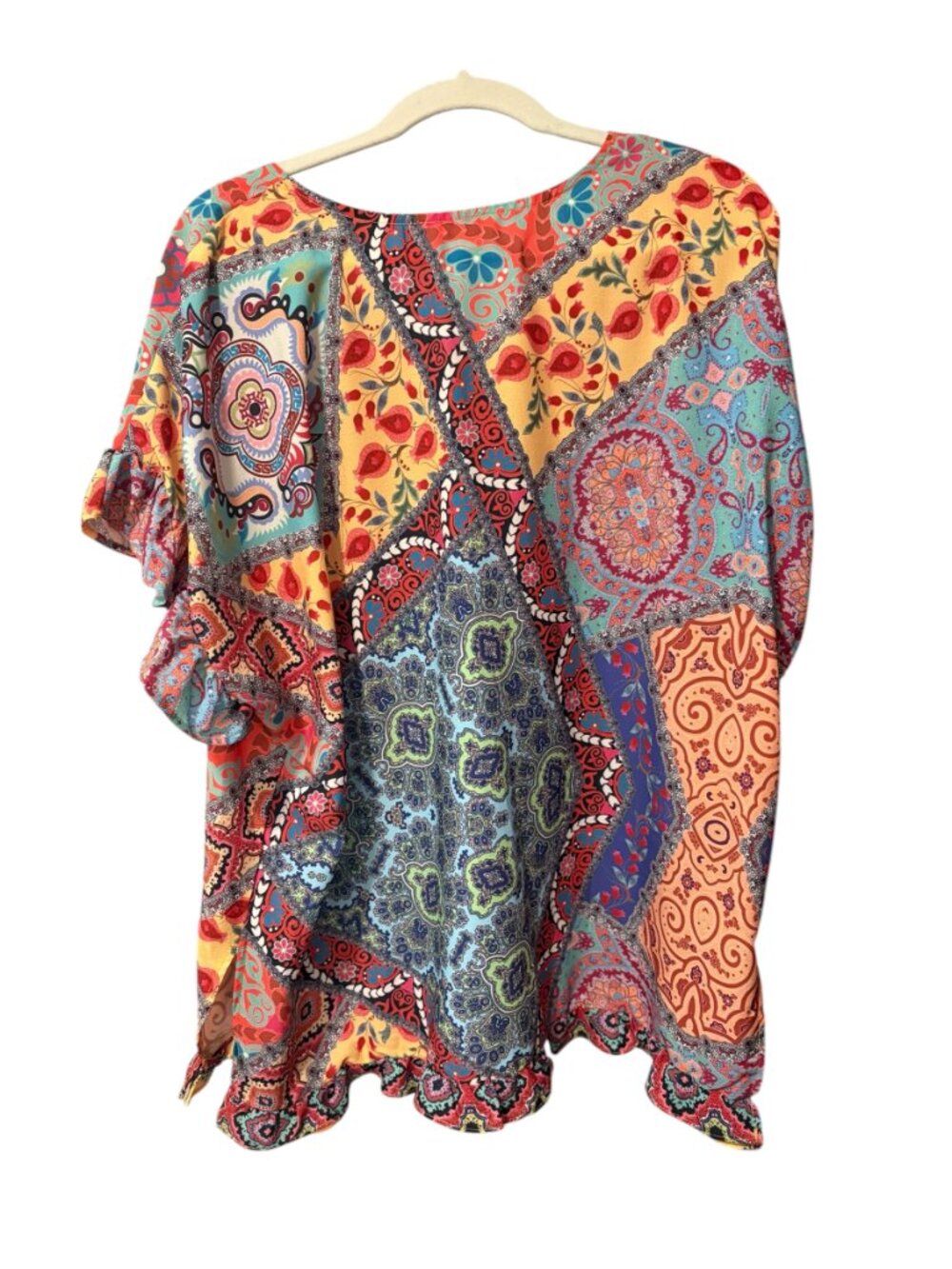 Umgee Mixed Print Ruffle Sleeve Blouse - Picture 4 of 6